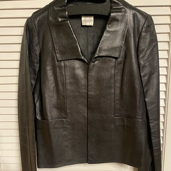 CHANEL Vintage 🌟LAMBSKIN Leather Jkt 100% AUTHENTIC - Picture 3 of 16
